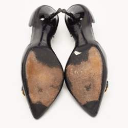 Gucci Black Patent Horsebit Pointed Toe D'orsay Pumps Size 37