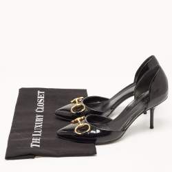 Gucci Black Patent Horsebit Pointed Toe D'orsay Pumps Size 37