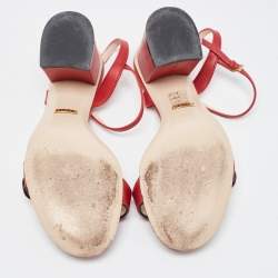 Gucci  Red Leather GG Marmont  Ankle Strap Sandals Size 36.5