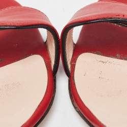 Gucci  Red Leather GG Marmont  Ankle Strap Sandals Size 36.5