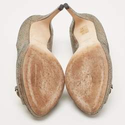 Pre Owned Gucci Holographic Texture Leather New Hollywood Horsebit Peep Toe Pumps Size 36