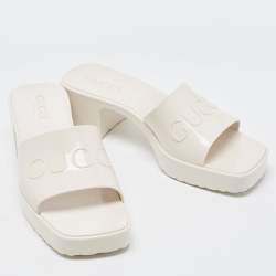 Gucci Cream Rubber Slides Size 36