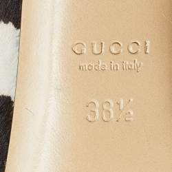 Pre Owned Gucci Brown/White Zebra Print Calfhair and Leather Noah D'orsay Pumps Size 38.5
