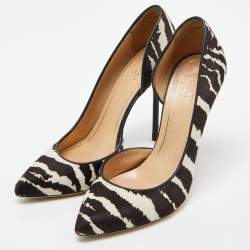 Pre Owned Gucci Brown/White Zebra Print Calfhair and Leather Noah D'orsay Pumps Size 38.5