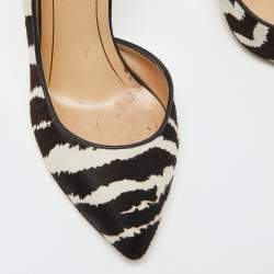 Pre Owned Gucci Brown/White Zebra Print Calfhair and Leather Noah D'orsay Pumps Size 38.5