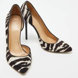 Pre Owned Gucci Brown/White Zebra Print Calfhair and Leather Noah D'orsay Pumps Size 38.5