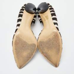 Pre Owned Gucci Brown/White Zebra Print Calfhair and Leather Noah D'orsay Pumps Size 38.5