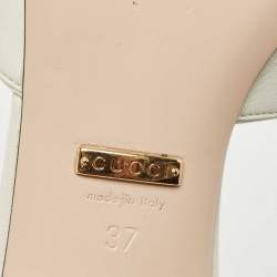 Gucci Cream Leather Zumi Interlocking G Horsebit Slides Size 37