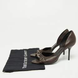 Pre Owned Gucci Brown Guccissima Leather Horsebit D'orsay Peep Toe Pumps Size 39