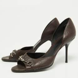 Pre Owned Gucci Brown Guccissima Leather Horsebit D'orsay Peep Toe Pumps Size 39