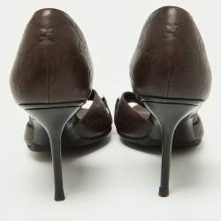 Pre Owned Gucci Brown Guccissima Leather Horsebit D'orsay Peep Toe Pumps Size 39