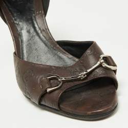 Pre Owned Gucci Brown Guccissima Leather Horsebit D'orsay Peep Toe Pumps Size 39