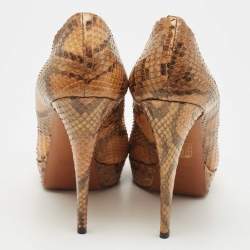 مملوكة مسبقًا Gucci Two Tone Python Leather 'Lisbeth' Platform Pumps Size 40
