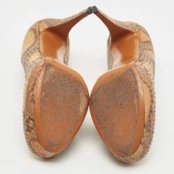 مملوكة مسبقًا Gucci Two Tone Python Leather 'Lisbeth' Platform Pumps Size 40