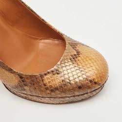 مملوكة مسبقًا Gucci Two Tone Python Leather 'Lisbeth' Platform Pumps Size 40