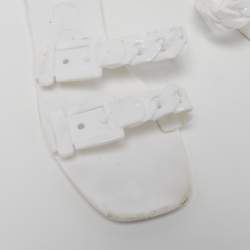 Pre Owned Gucci White Rubber Flat Slides Size 36