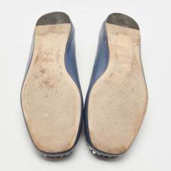 Gucci Blue Leather Crystal Interlocking G Ballet Flats Size 36.5