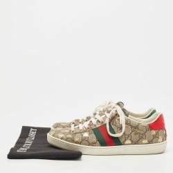 Pre Owned Gucci Brown/Beige GG Supreme Canvas Printed Bee Ace Sneakers Size 36.5