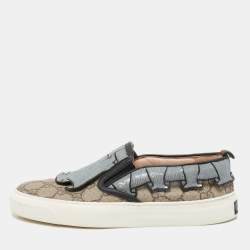 Gucci Tricolor GG Supreme Canvas and Sequins Slip On Sneakers Size 35