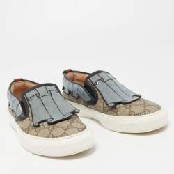 Gucci Tricolor GG Supreme Canvas and Sequins Slip On Sneakers Size 35