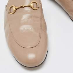 Pre Owned Gucci Beige Leather Princetown Flat Mules Size 40