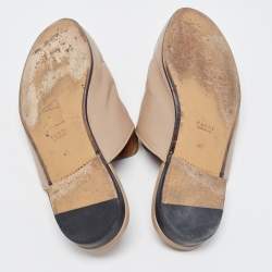 Pre Owned Gucci Beige Leather Princetown Flat Mules Size 40