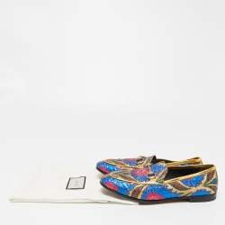 مملوكة مسبقًا Gucci Multicolor Brocade Fabric Jordaan Loafers Size 35.5 