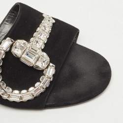 Gucci Black Suede Crystal Maxime Slide Sandals Size 38