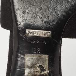 Gucci Black Suede Crystal Maxime Slide Sandals Size 38