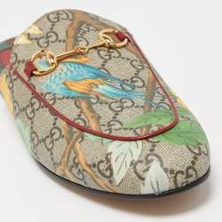 مملوكة مسبقًا Gucci Grey Canvas GG Floor Print Princetown Mules Size 40