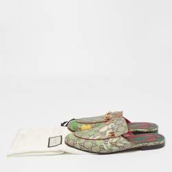 مملوكة مسبقًا Gucci Grey Canvas GG Floor Print Princetown Mules Size 40