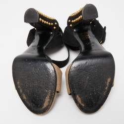 Gucci Black/Grey Suede Studded Madison Sandals Size 39