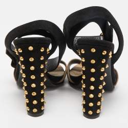 Gucci Black/Grey Suede Studded Madison Sandals Size 39