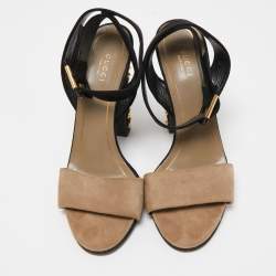 Gucci Black/Grey Suede Studded Madison Sandals Size 39