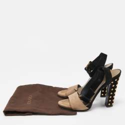 Gucci Black/Grey Suede Studded Madison Sandals Size 39