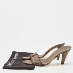 Gucci Brown Leather and GG Canvas Slides Size 39