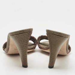 Gucci Brown Leather and GG Canvas Slides Size 39
