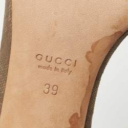 Gucci Brown Leather and GG Canvas Slides Size 39