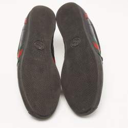 Gucci Black Guccissima Leather Web Ace Sneakers Size 37