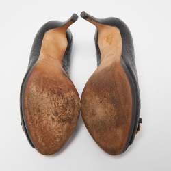 Pre Owned Gucci Black Guccissima Leather New Hollywood Pumps Size 37