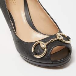 Pre Owned Gucci Black Guccissima Leather New Hollywood Pumps Size 37