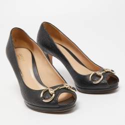 Pre Owned Gucci Black Guccissima Leather New Hollywood Pumps Size 37