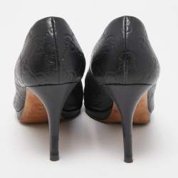 Pre Owned Gucci Black Guccissima Leather New Hollywood Pumps Size 37