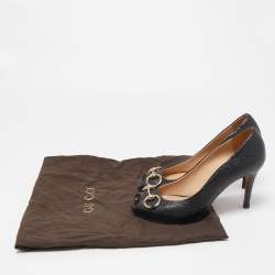 Pre Owned Gucci Black Guccissima Leather New Hollywood Pumps Size 37