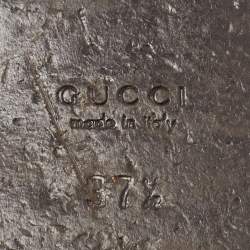 Pre Owned Gucci Tricolor Leather and Canvas Web Interlocking G Thong Flats Size 37.5