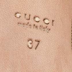 Pre Owned Gucci Beige Canvas Peep Toe Hollywood Pumps Size 37