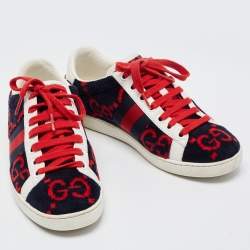 Gucci Tricolor GG Terry Fabric and Leather Ace Sneakers Size 35