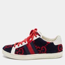 Gucci Tricolor GG Terry Fabric and Leather Ace Sneakers Size 35