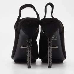 مملوكة مسبقًا Gucci Black Suede Slingback Mules Size 41