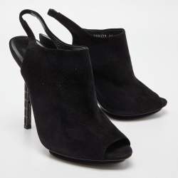 مملوكة مسبقًا Gucci Black Suede Slingback Mules Size 41